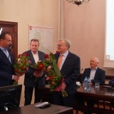 Wójt Gminy Duszniki Radosław Łanoszka oraz byli Członkowie Zarządu: Maciej Trąbczyński i Kazimierz Michalak